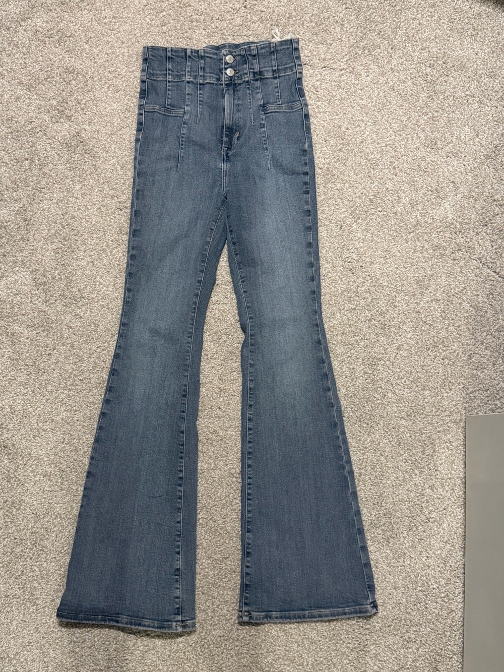 Free People Jayde We The Free High-Waist Flare Jeans in Denim Blue